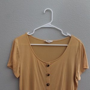 Pink Rose Yellow Button Top